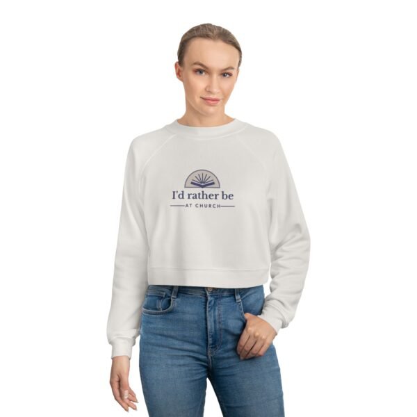 UCD Christian Women's Cropped Pullover Rather be at Church - Image 3