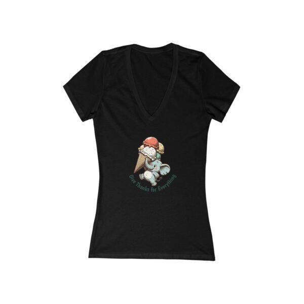 Give Thanks Elephant & Ice Cream Cone Women's Jersey V-Neck Tee - Image 3