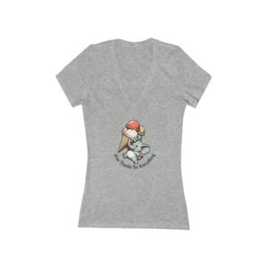 Give Thanks Elephant & Ice Cream Cone Women's Jersey V-Neck Tee