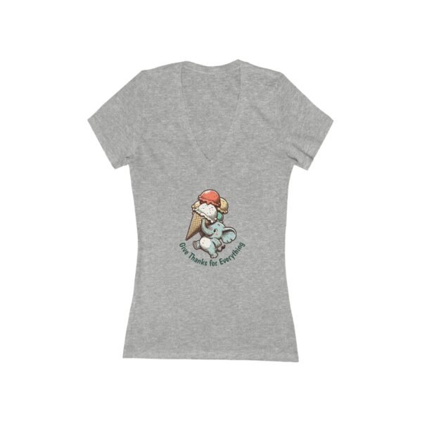 Give Thanks Elephant & Ice Cream Cone Women's Jersey V-Neck Tee