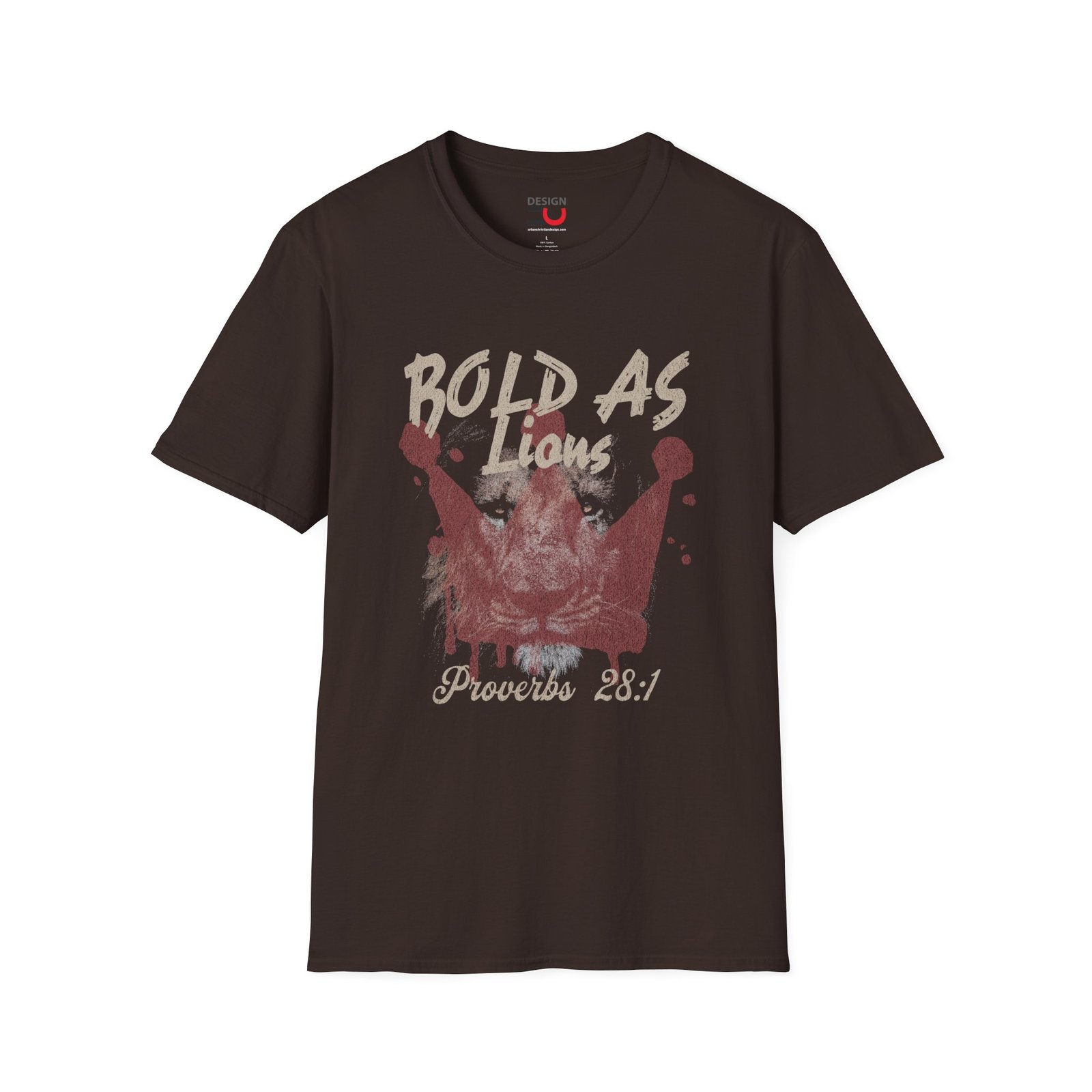 Proverbs 28:1 "Bold As Lions" Christian T-Shirt - Image 2
