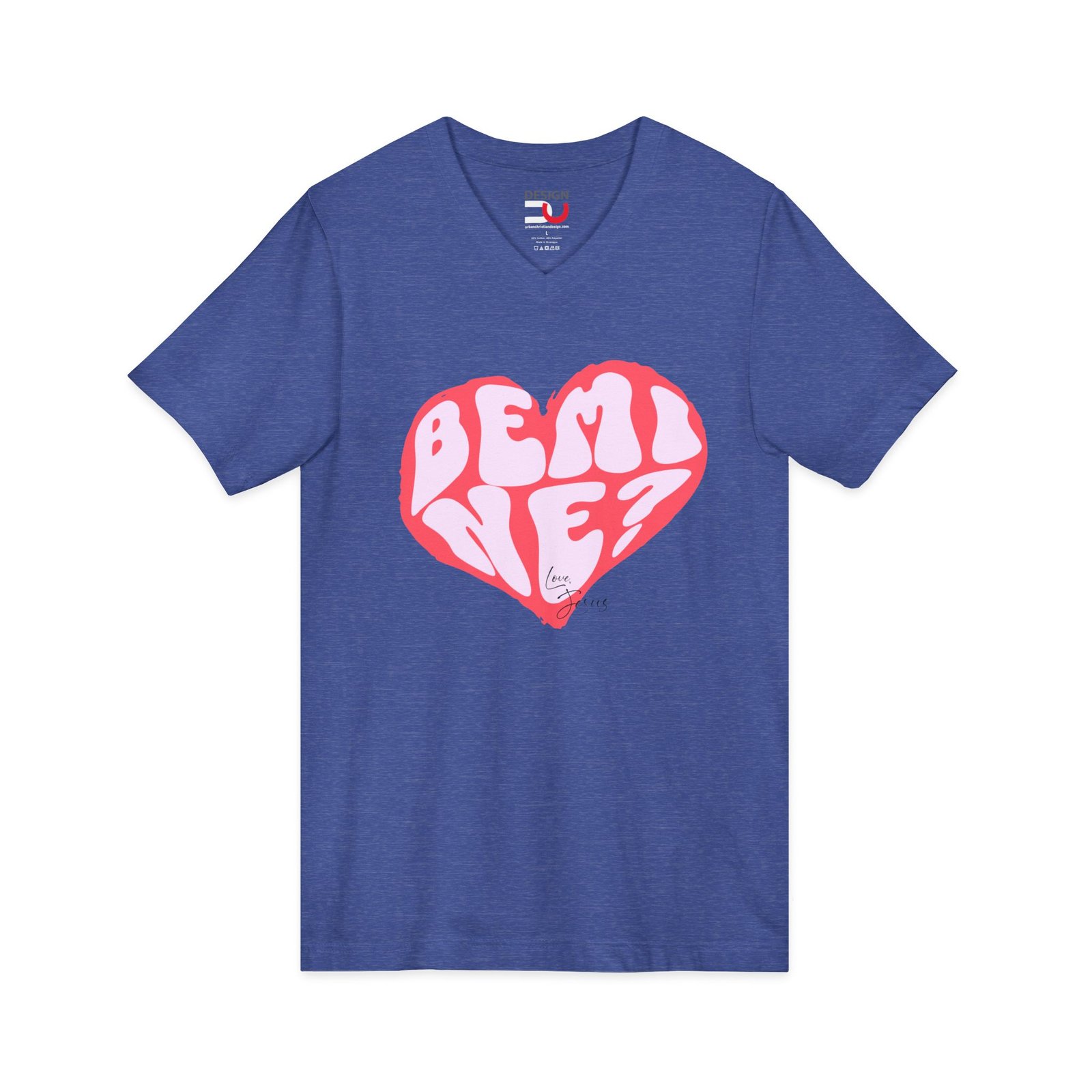 Be Mine? Love, Jesus Christian Heart V-Neck T-Shirt - Image 2