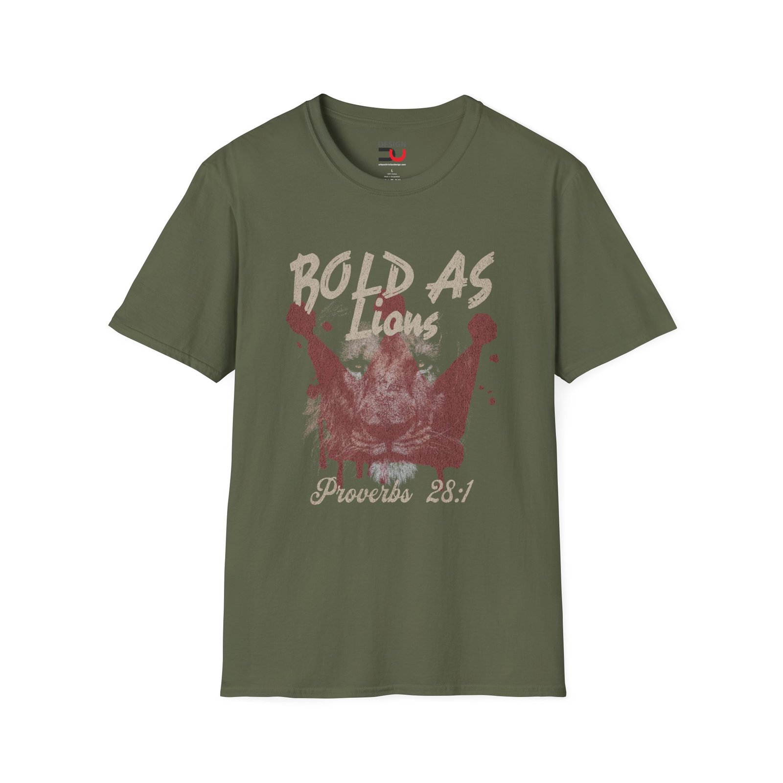 Proverbs 28:1 "Bold As Lions" Christian T-Shirt - Image 3