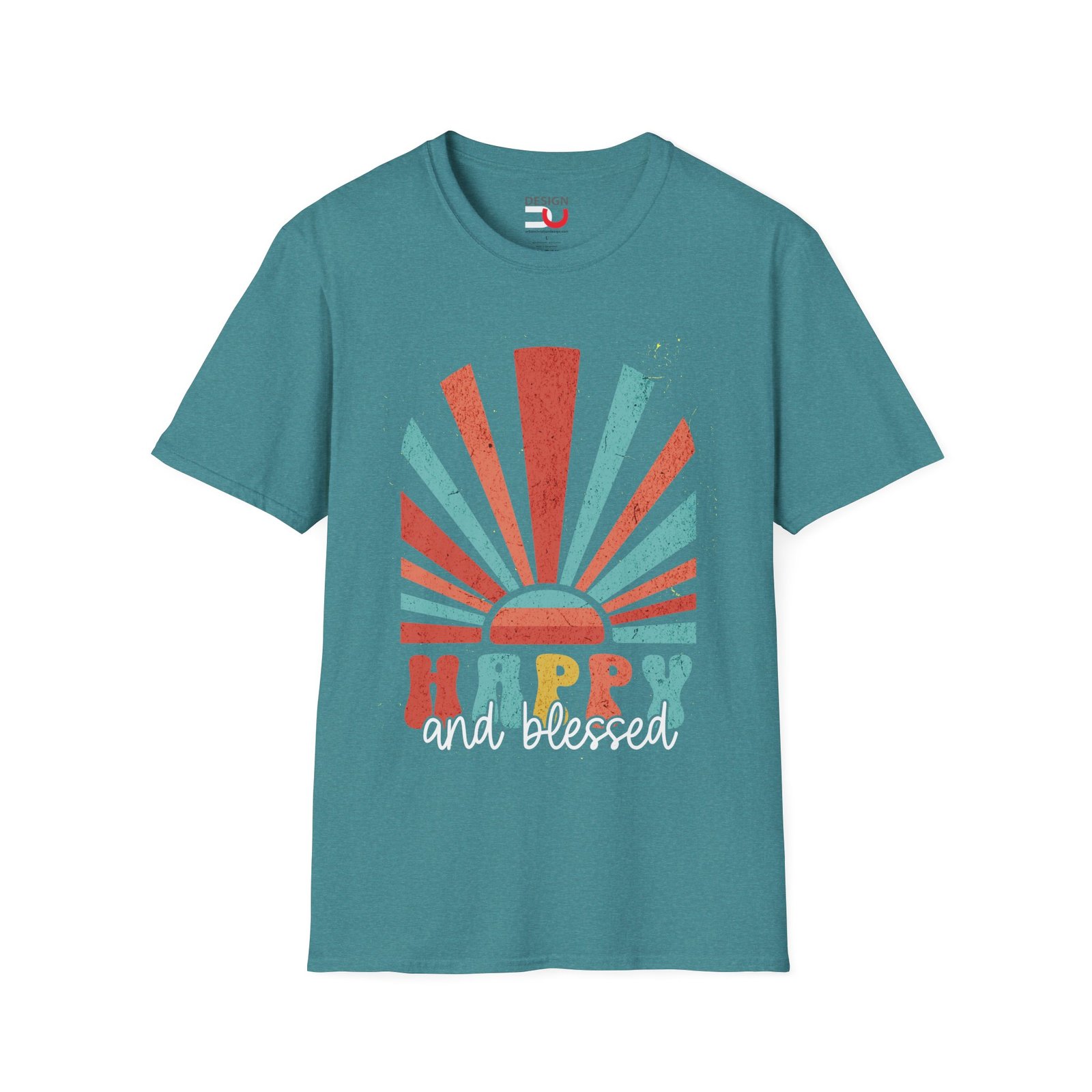 Happy and Blessed T-Shirt — Retro Sunrise Graphic Tee - Image 3