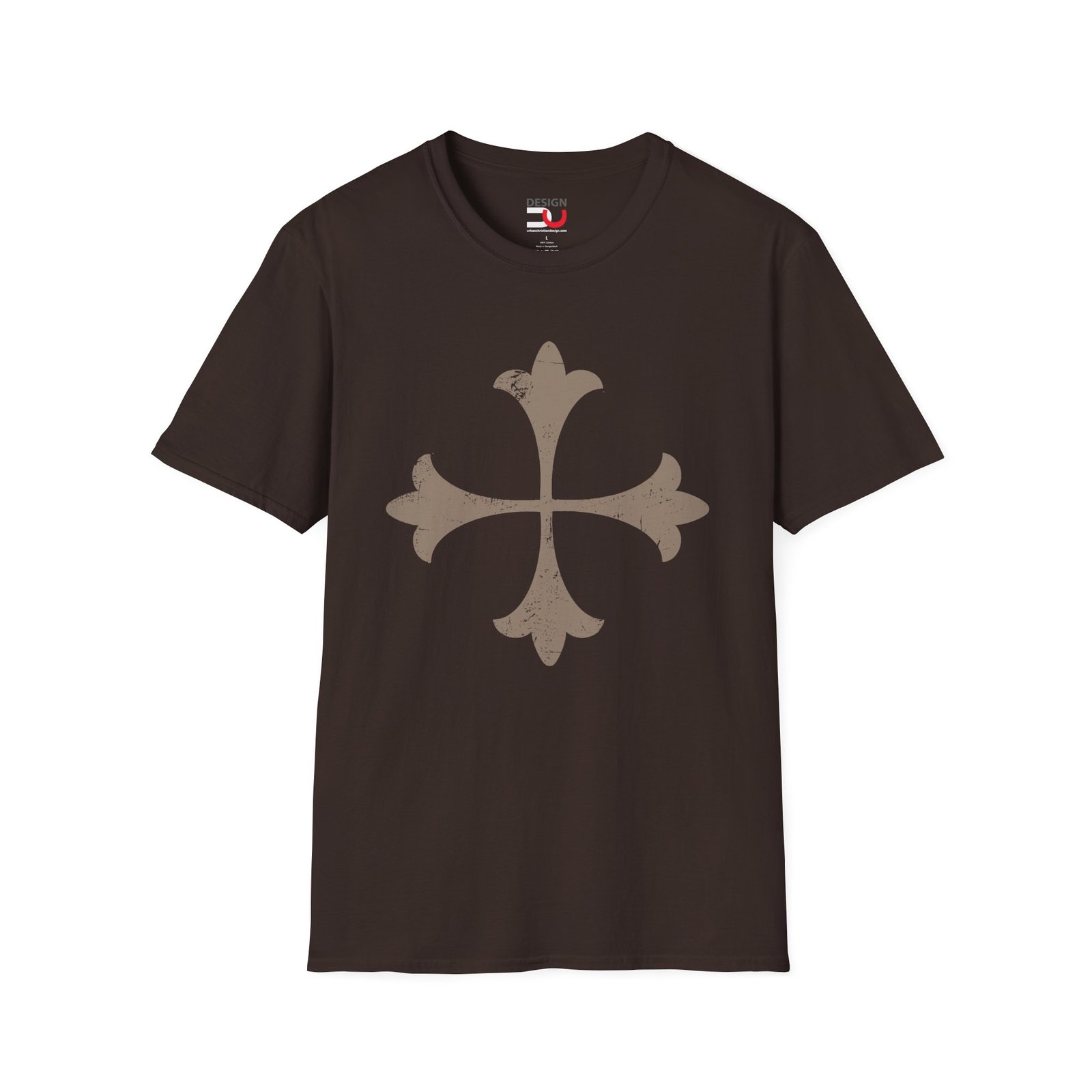Ancient Christian Fleur Cross Design — Vintage Medieval Crest Tee - Image 3