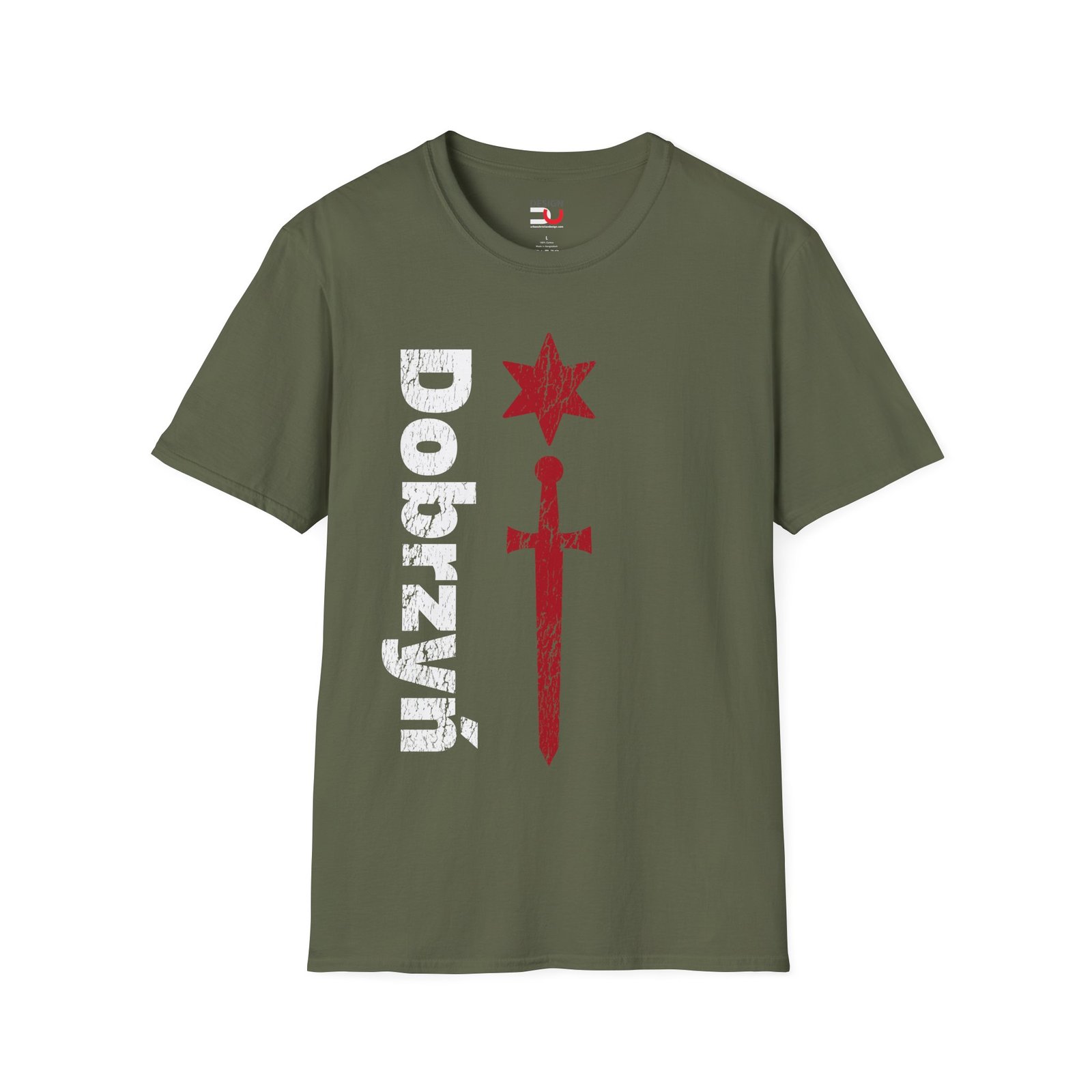 Dobrzyń Sword Logo T-Shirt — Polish Dobrzyń Heritage Graphic Tee - Image 3