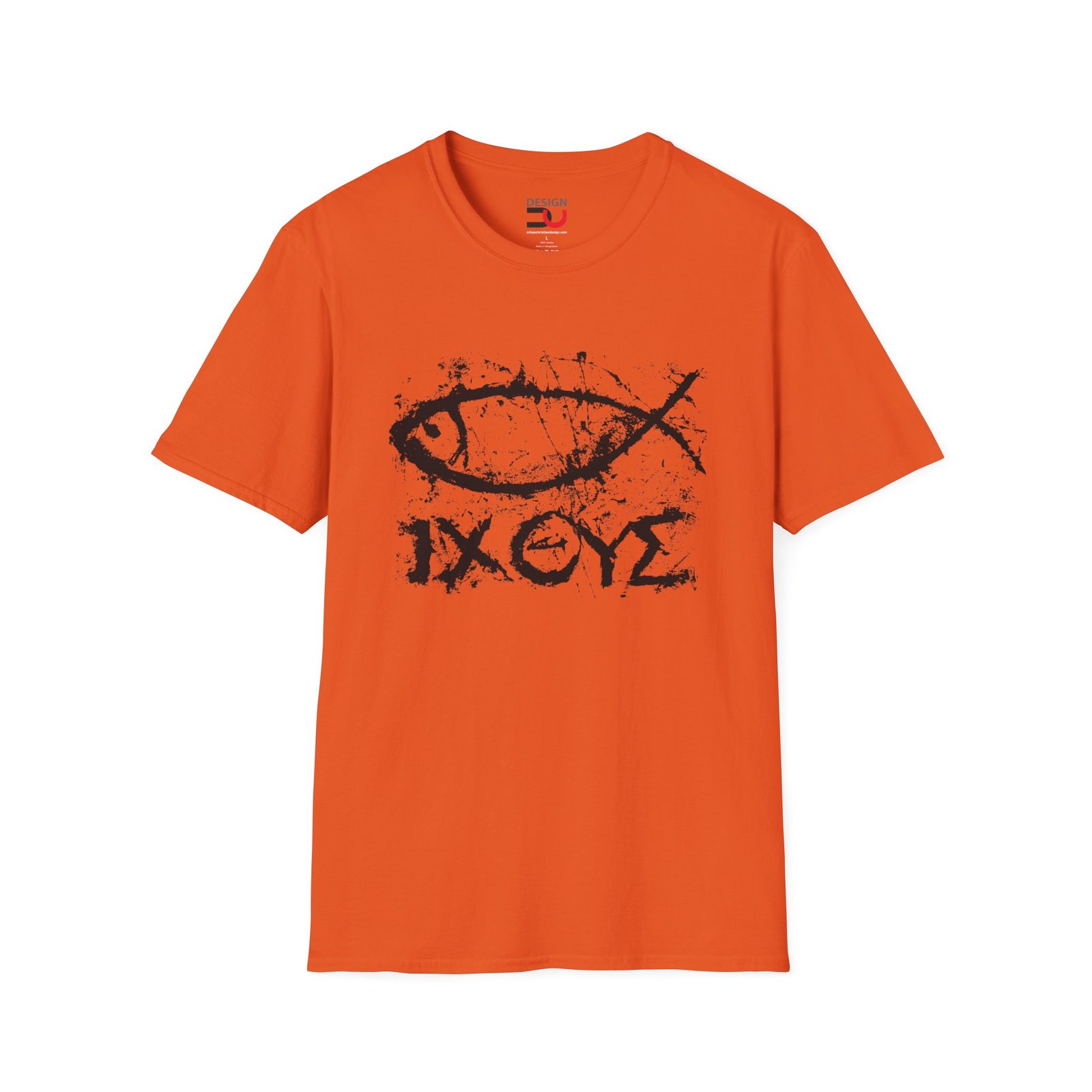 Christian Fish Ichthys T-Shirt – Grunge Jesus Symbol Tee - Image 2