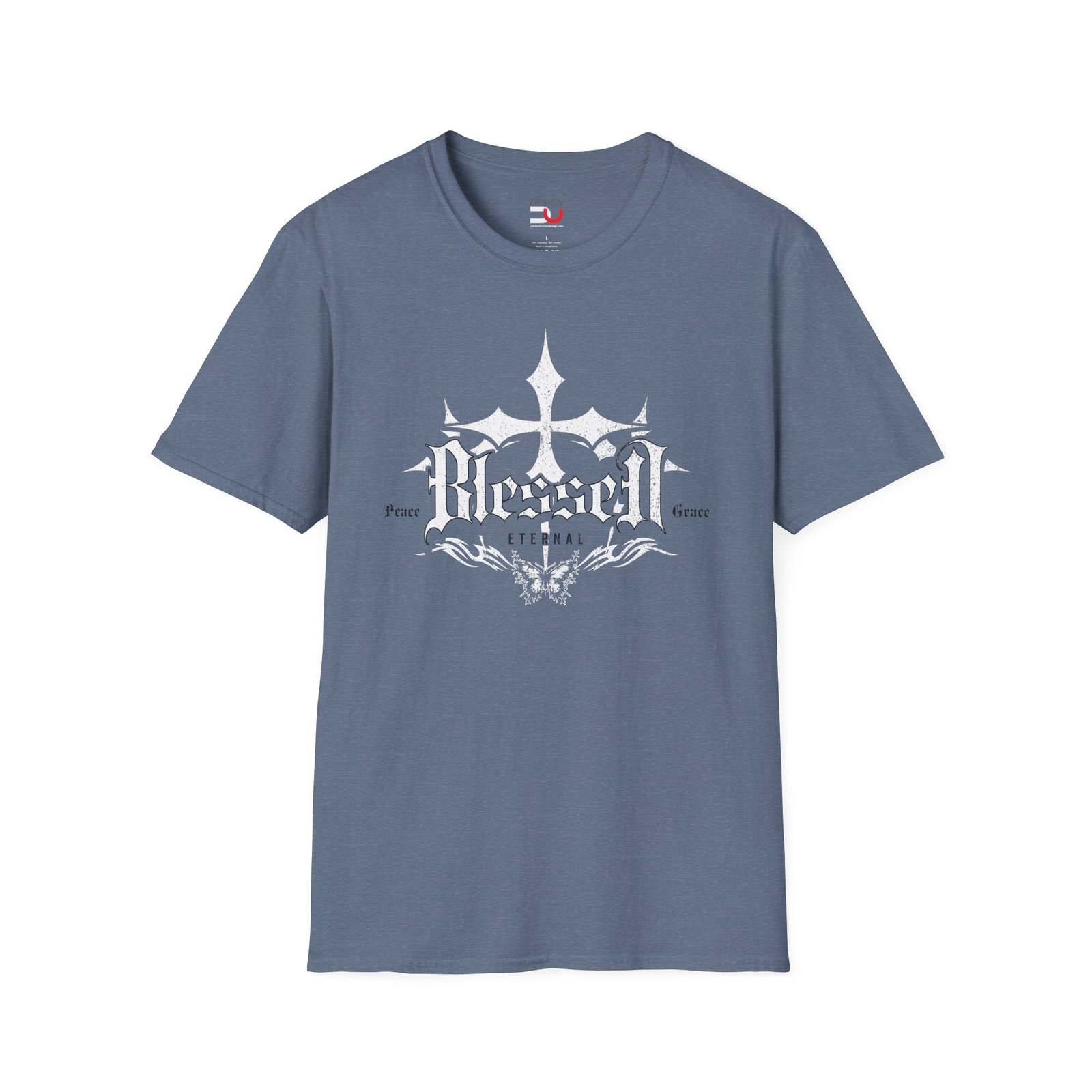 Blessed Graphic T-Shirt — Vintage Gothic Cross Design - Image 5