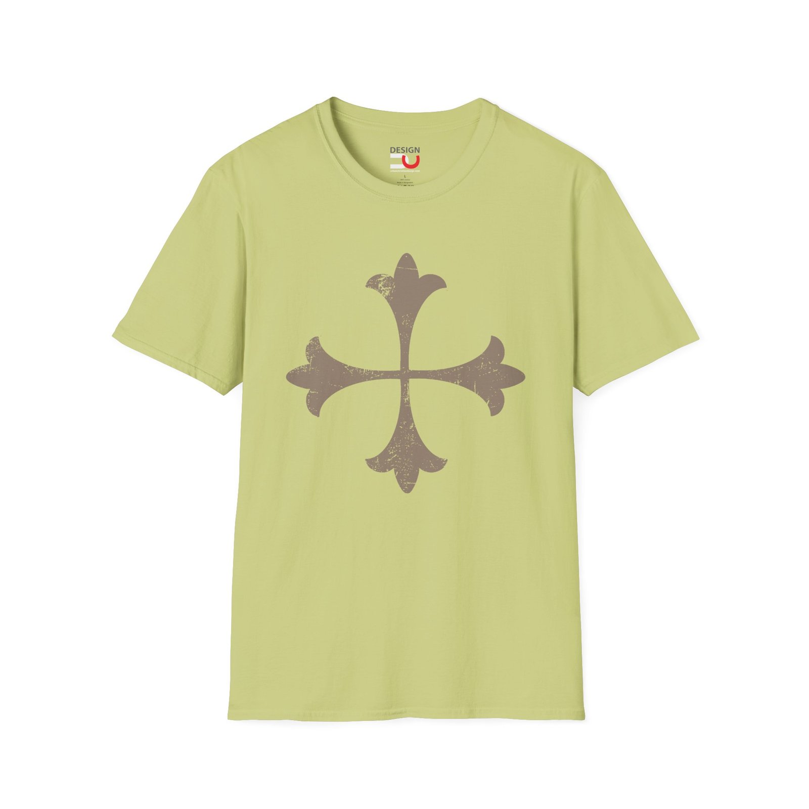Ancient Christian Fleur Cross Design — Vintage Medieval Crest Tee - Image 4