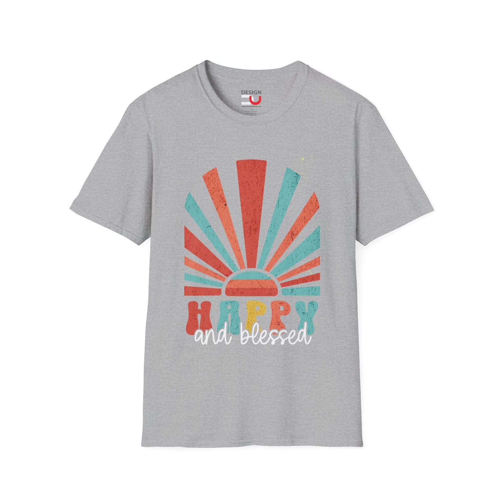 Happy and Blessed T-Shirt — Retro Sunrise Graphic Tee - Image 2