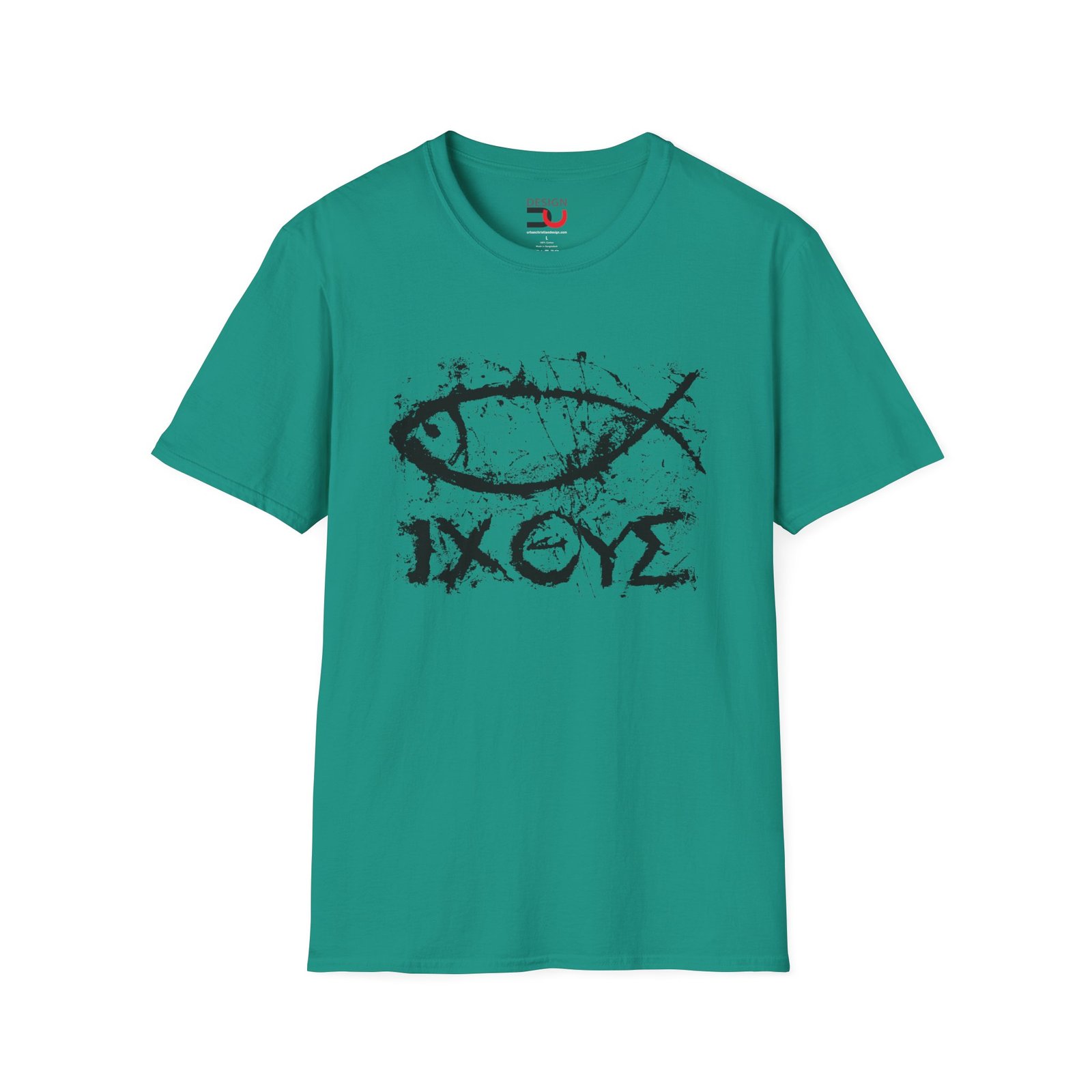 Christian Fish Ichthys T-Shirt – Grunge Jesus Symbol Tee - Image 4