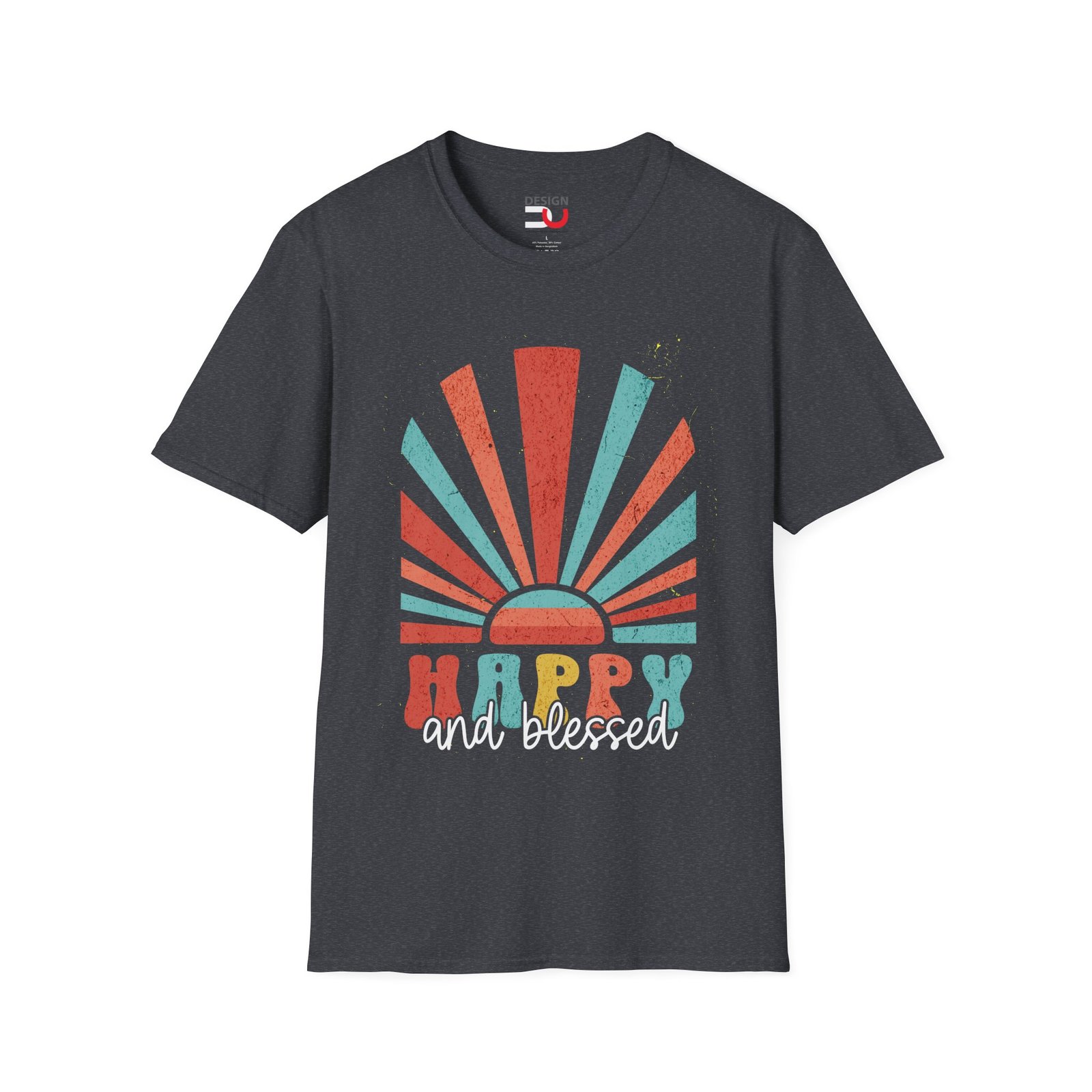 Happy and Blessed T-Shirt — Retro Sunrise Graphic Tee - Image 7