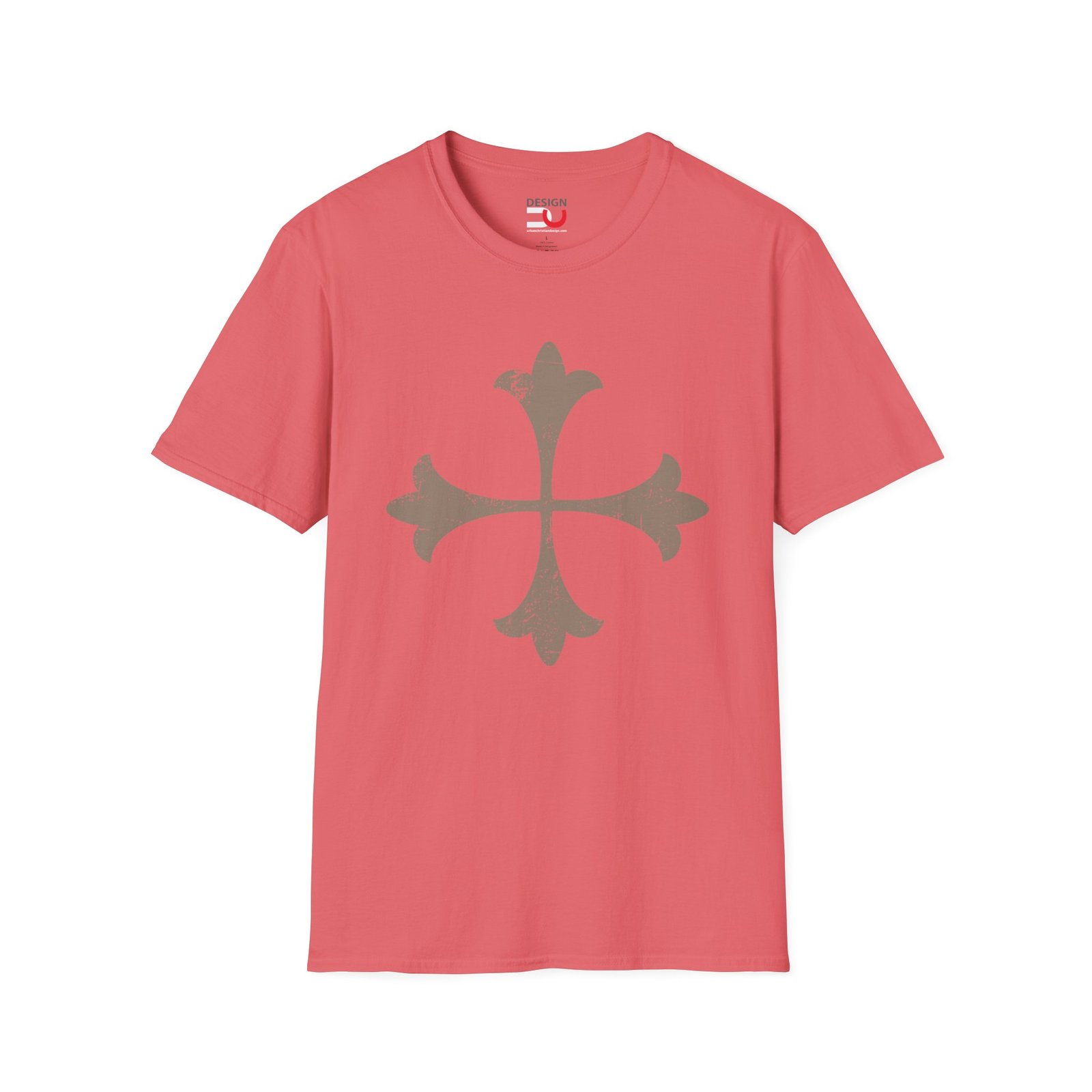 Ancient Christian Fleur Cross Design — Vintage Medieval Crest Tee