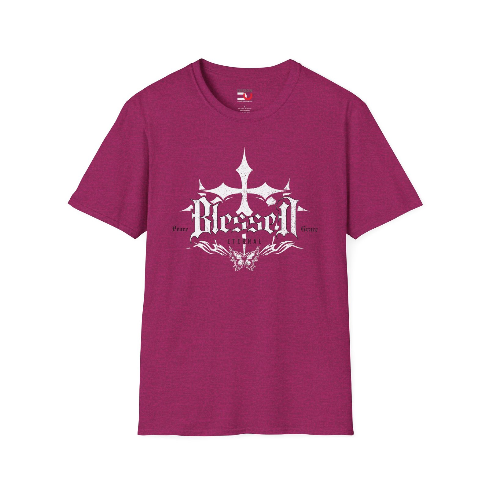 Blessed Graphic T-Shirt — Vintage Gothic Cross Design - Image 2