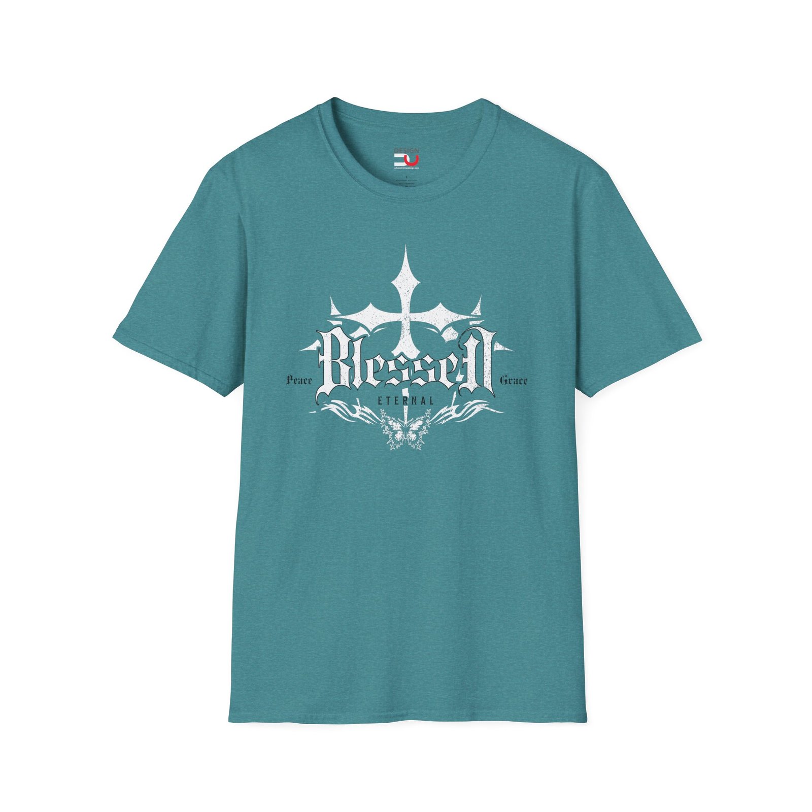 Blessed Graphic T-Shirt — Vintage Gothic Cross Design - Image 3