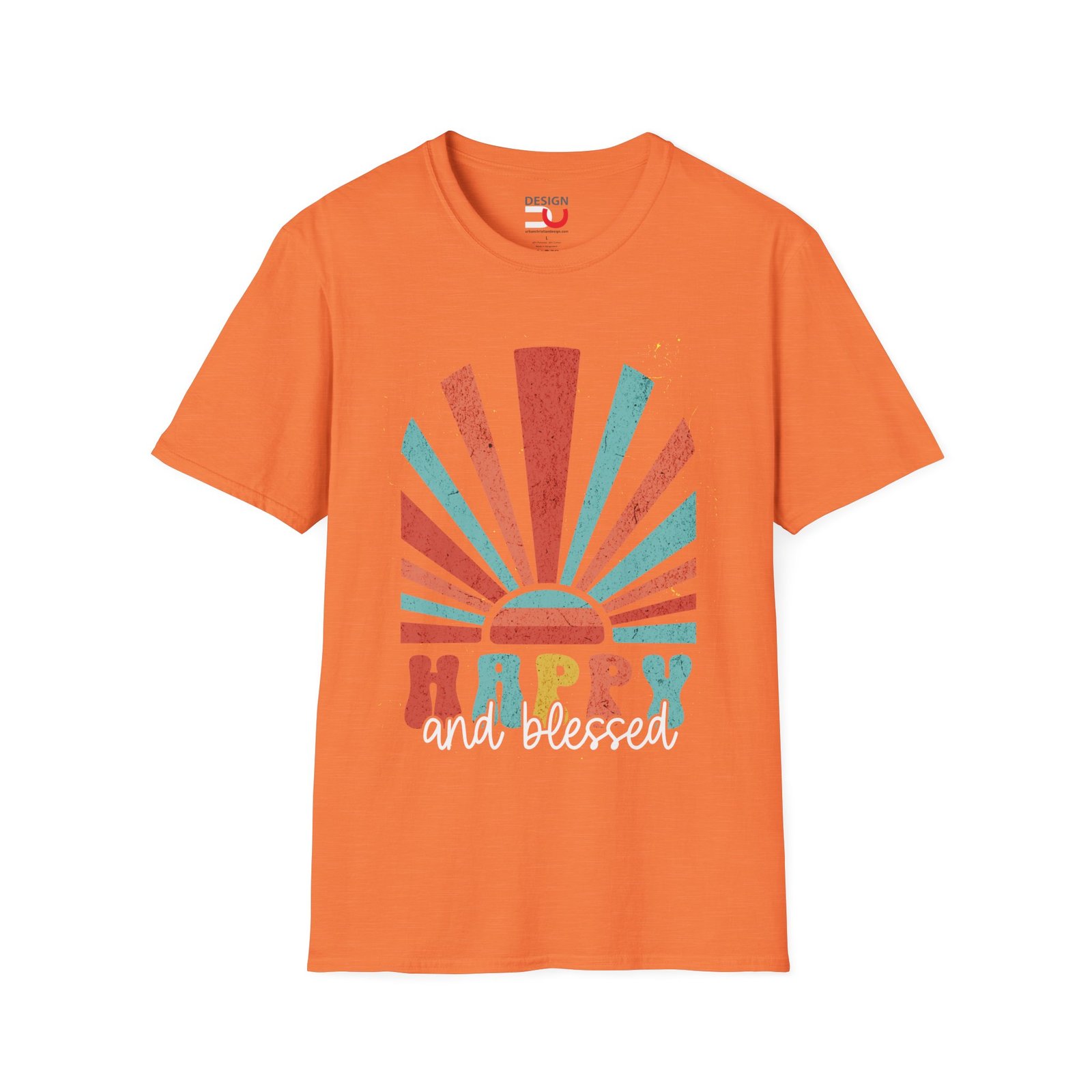 Happy and Blessed T-Shirt — Retro Sunrise Graphic Tee