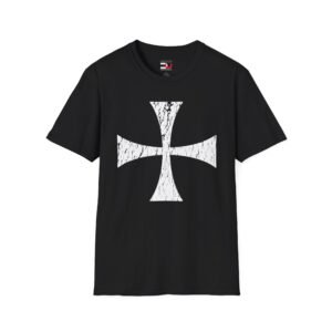 Templar Latin Catholic Cross Distressed White Graphic T-Shirt