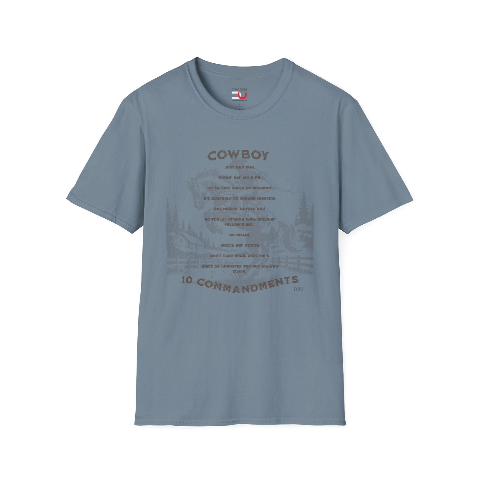 Funny Christian Country 10 Commandments Vintage T-Shirt - Image 5