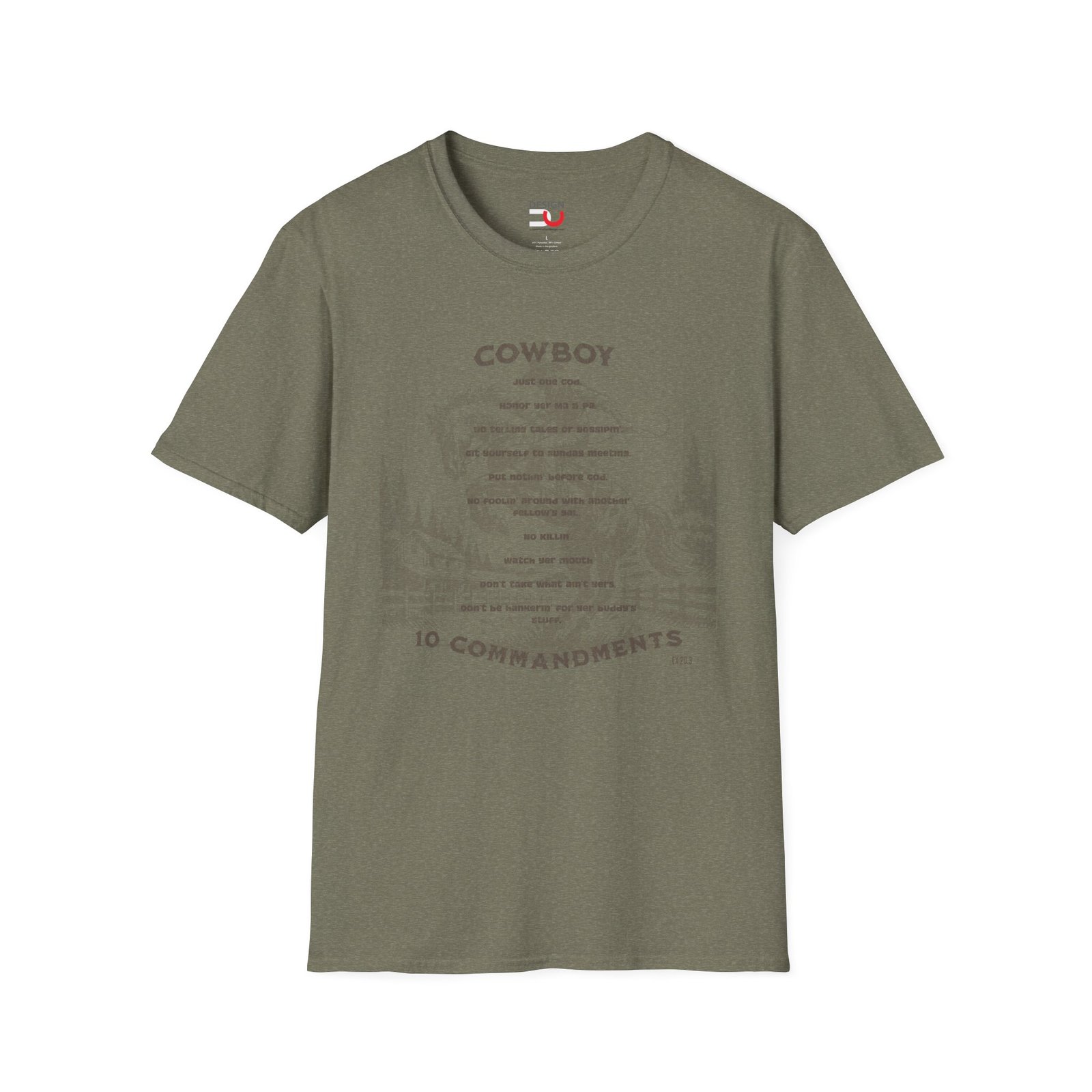 Funny Christian Country 10 Commandments Vintage T-Shirt - Image 2
