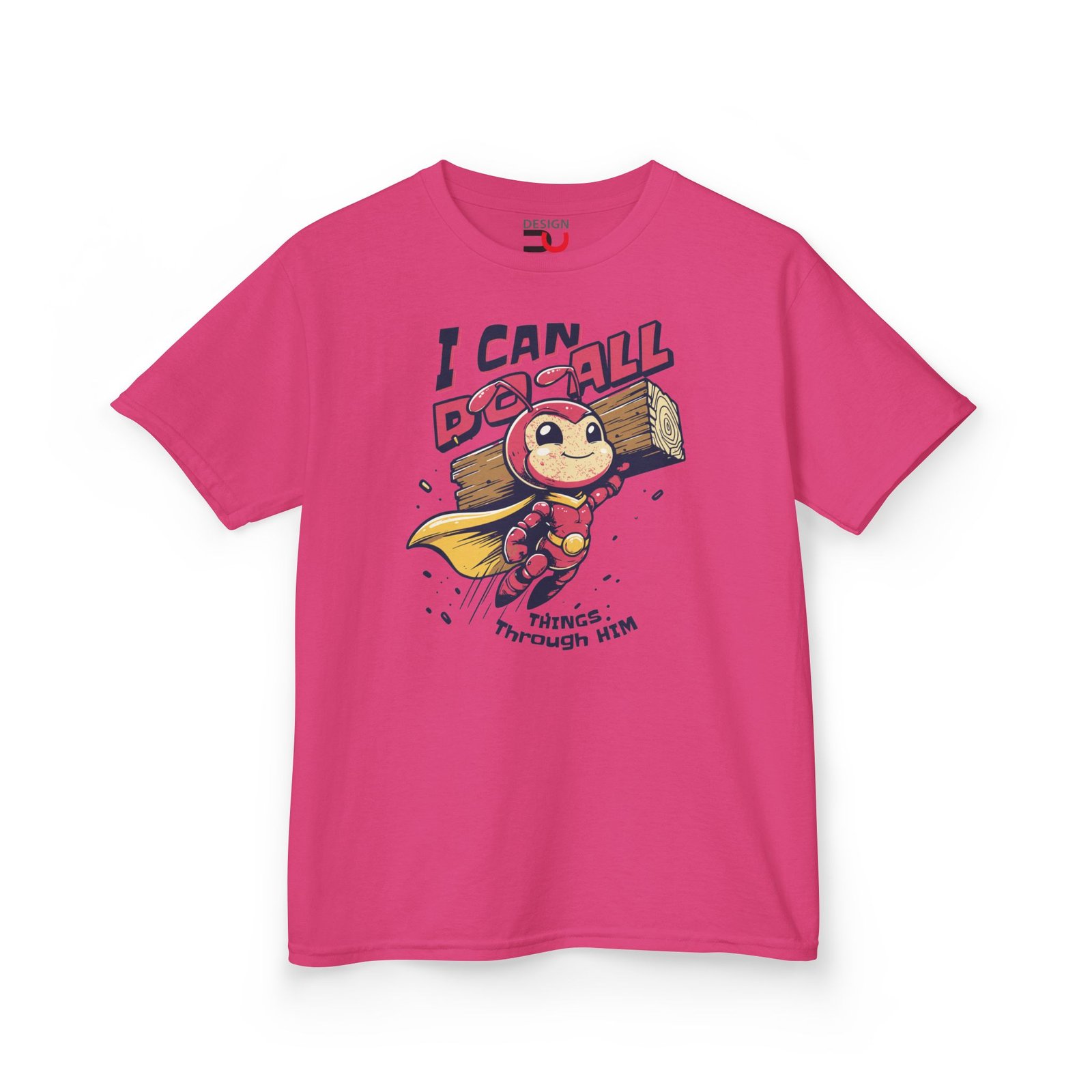 Kids Christian T-shirt I Can Do All Things Through Him Superhero ant Tee - Image 8
