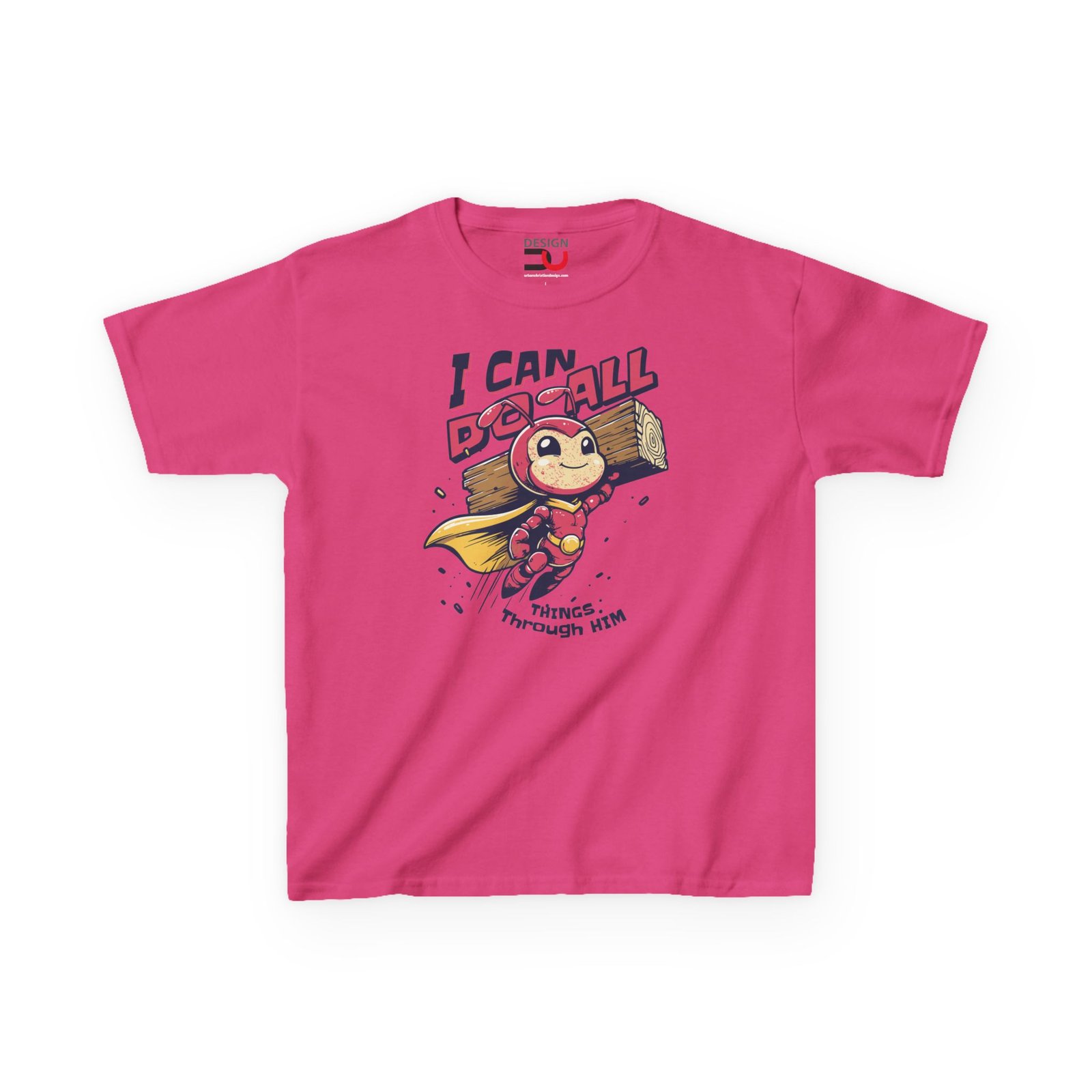 Kids Christian T-shirt I Can Do All Things Through Him Superhero ant Tee - Image 7